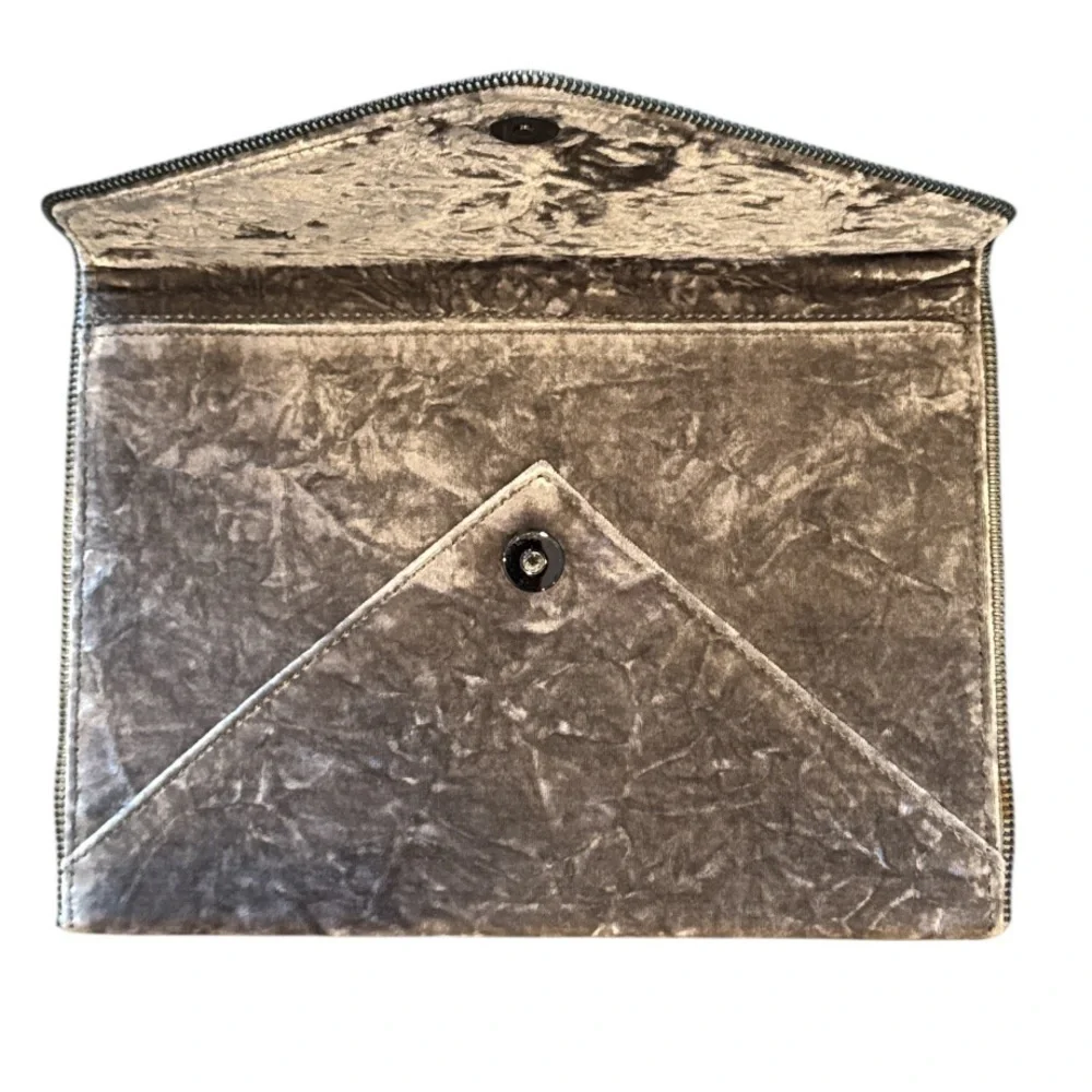 Rebecca Minkoff Leo Grey Crushed Velvet Envelope Clutch NWT